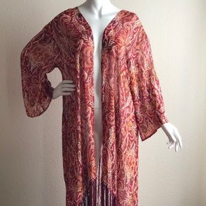 NWT Women's Lace Fringe Floral Kimono Cover Up